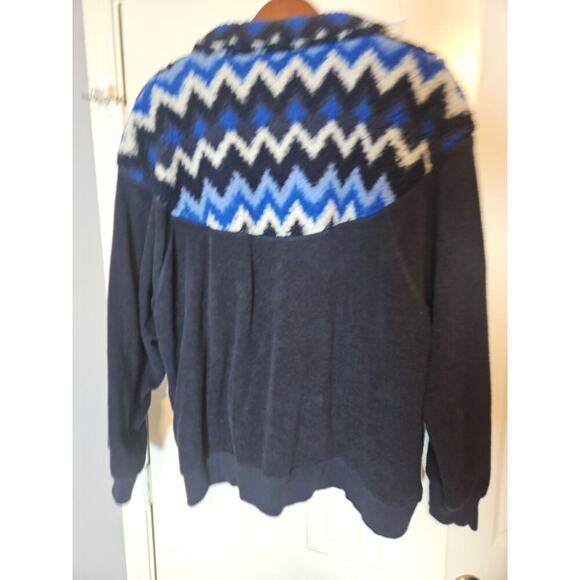 Aerie Women’s Sherpa Fleece Quarter Zip Pullover Sweatshirt Blue Chevron Size L - Picture 8 of 8